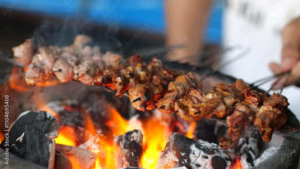 the process of making sate klatak or goat satay using bicycle spoke. Sate klatak has a very simple flavour and dip in curry sauce. the process of making sate klatak or goat satay using bicycle spoke. Sate klatak has a very simple flavour and dip in curry sauce.