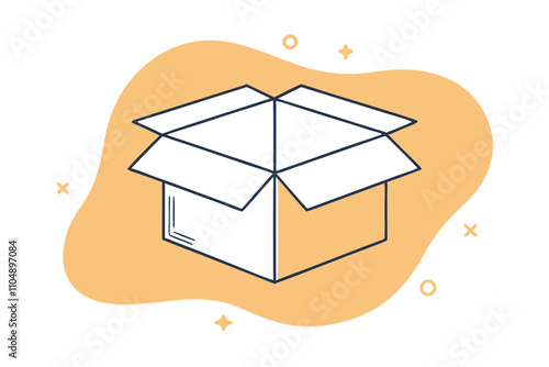 Line Drawing of Open Cardboard Box | Delivery & Shipping Concept