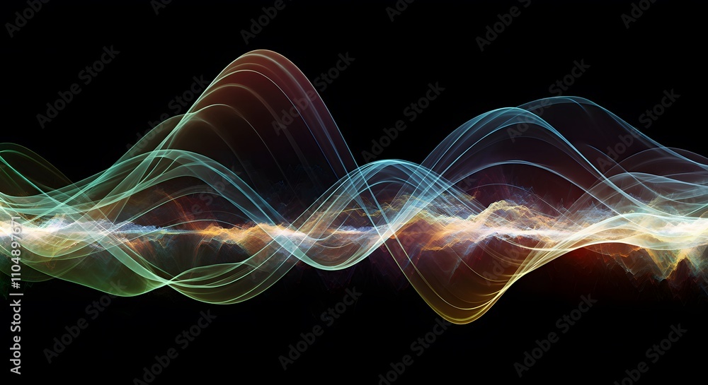 Fototapeta premium Abstract waves of light and digital energy with smooth, flowing lines, symbolizing futuristic data visualization, innovation, and fluidity in modern technology