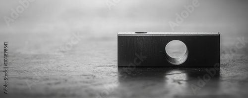 Minimalistic black and white image of countersink with smooth surface, showcasing its precise design and craftsmanship. focus highlights details and texture