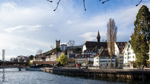 Architectural detail of the Old Town (Altstadt) of Lucerne, Switzerland. 