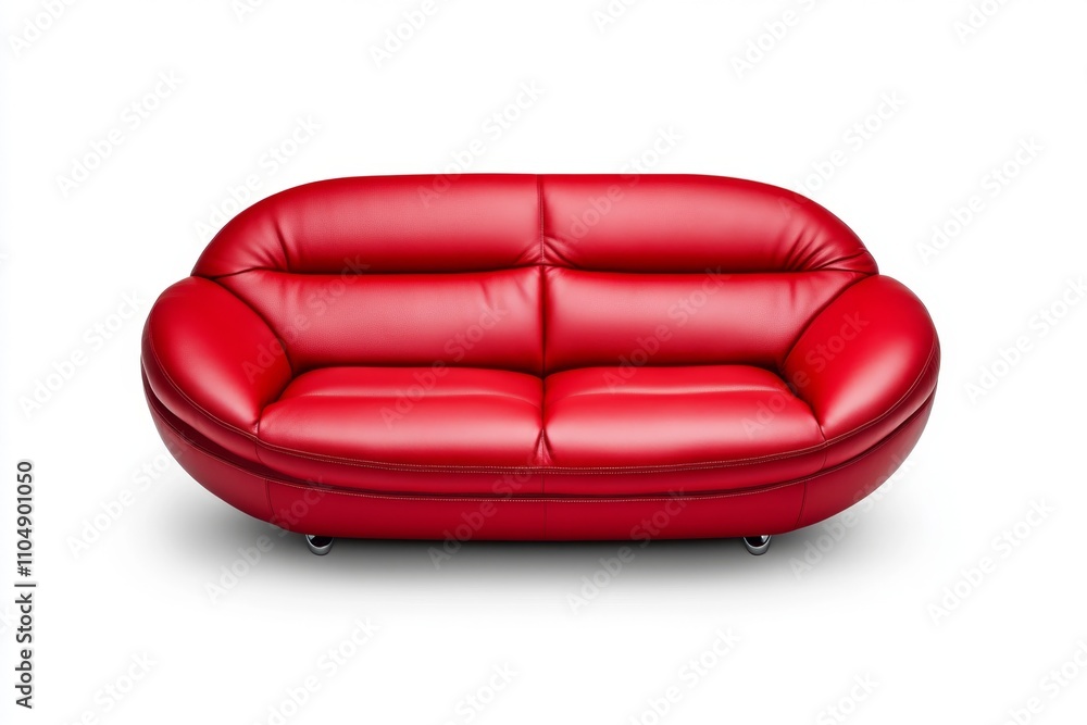 A vibrant and bold red sofa viewed from a top-down angle, centered on a clean white background, highlighting its sleek and modern design A vibrant and bold red sofa viewed from a top-down angle, centered on a clean white background, highlighting its sleek and modern design