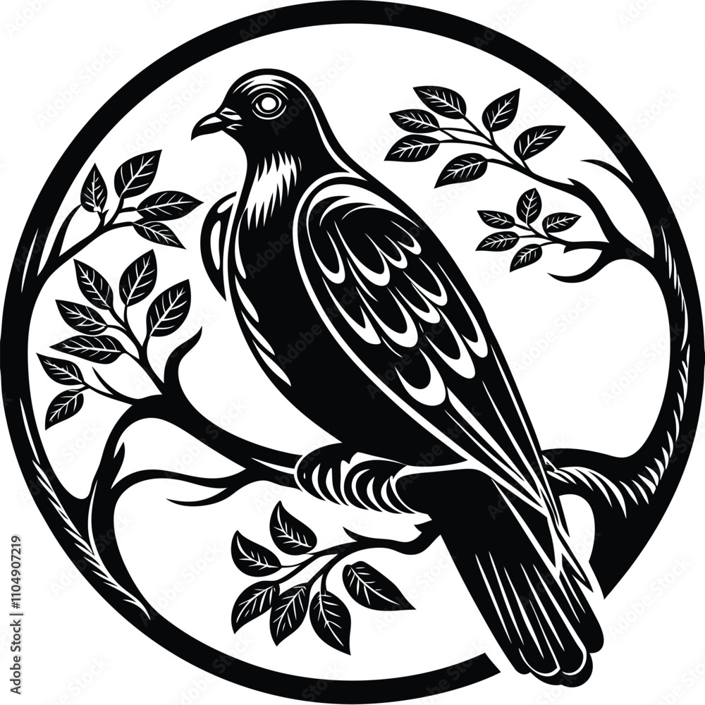 Obraz premium Pigeon vector silhouette, isolated white background 