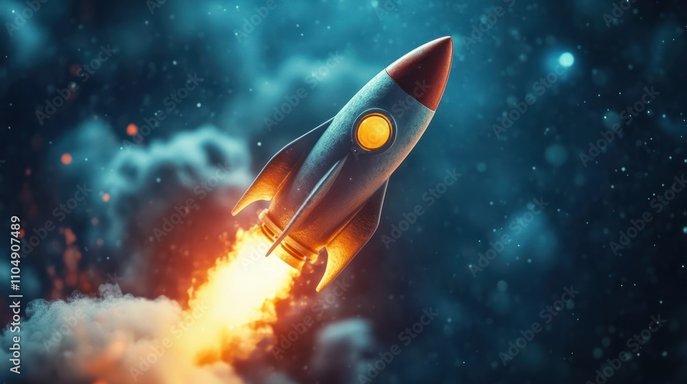 Rocket representing business growth and startup launch, surrounded by icons of strategy, analysis, teamwork, and success. EIDE Rocket representing business growth and startup launch, surrounded by icons of strategy, analysis, teamwork, and success. EIDE