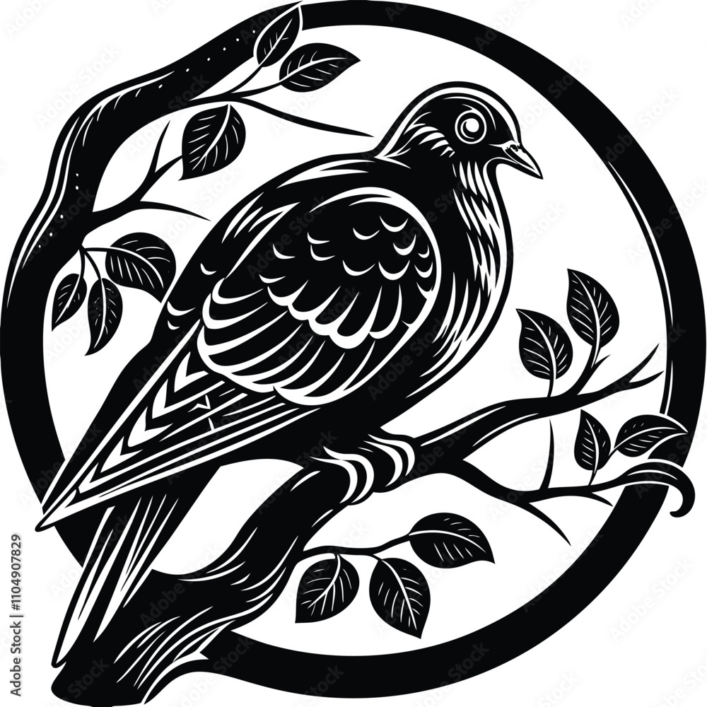 Obraz premium Pigeon vector silhouette, isolated white background 