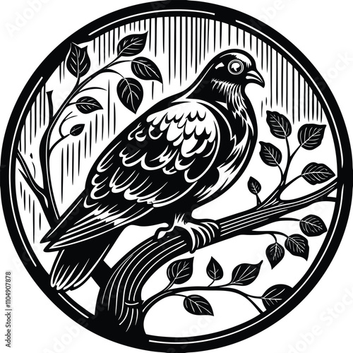 Pigeon vector silhouette, isolated white background
