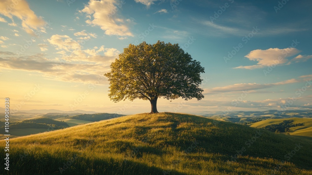 Fototapeta premium Solitary Tree on a Hilltop