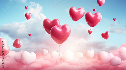 Valentines day background with Heart Shaped Balloons