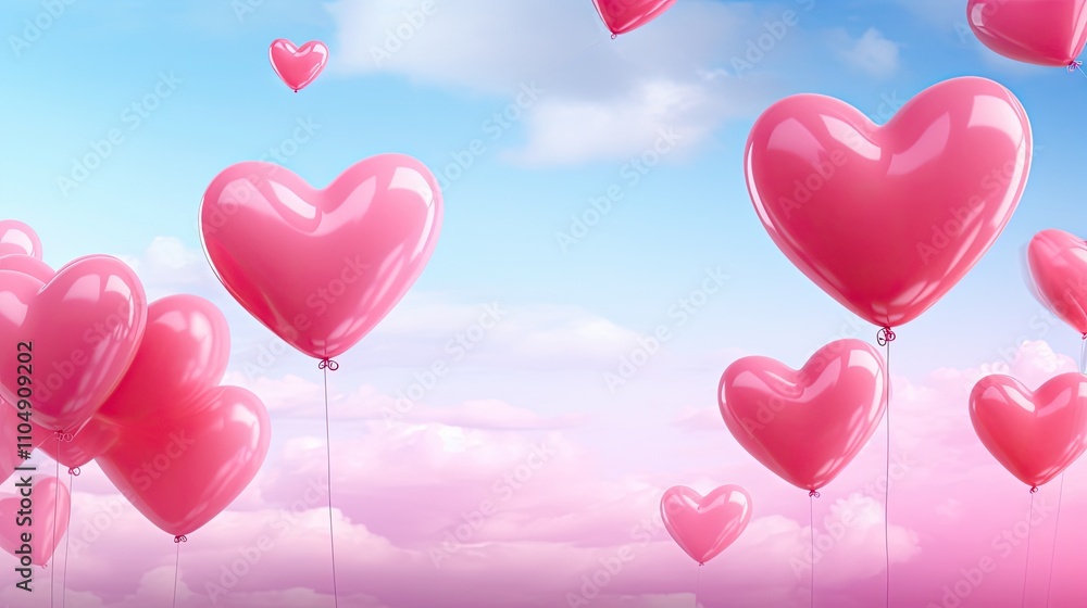 Valentines day background with Heart Shaped Balloons Valentines day background with Heart Shaped Balloons