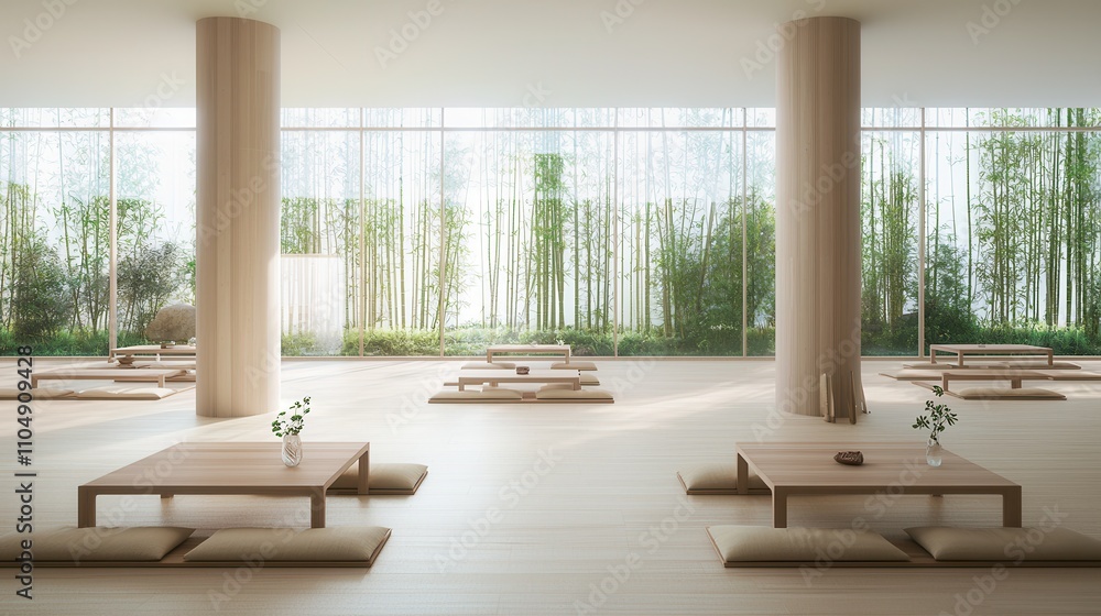 Meditative space design tranquil retreat interior minimalist environment serene viewpoint zen concept for wellness Meditative space design tranquil retreat interior minimalist environment serene viewpoint zen concept for wellness