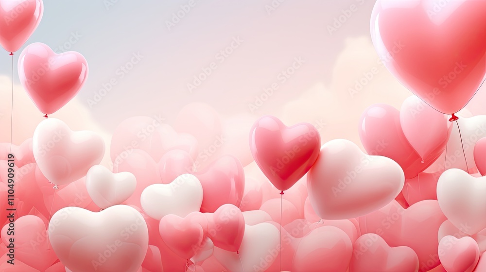 Valentines day background with Heart Shaped Balloons Valentines day background with Heart Shaped Balloons