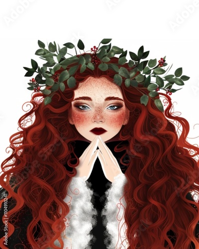 imbolc snow queen curly red hair 