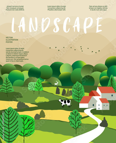 Nature and landscape, contemporary artistic poster.