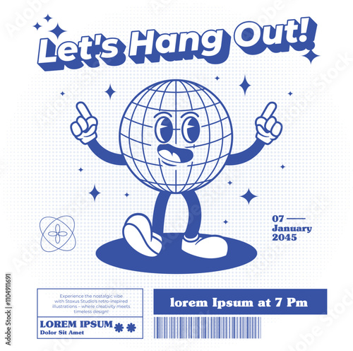 hang out disco lights mascot illustration