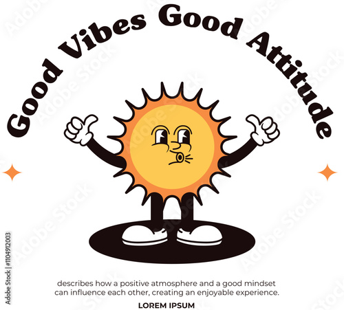 Illustration mascot sun good vibes retro