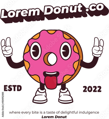 Illustration mascot donut retro
