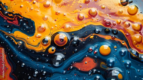 Different Colour oil ink bubbles and drops abstract painting photo