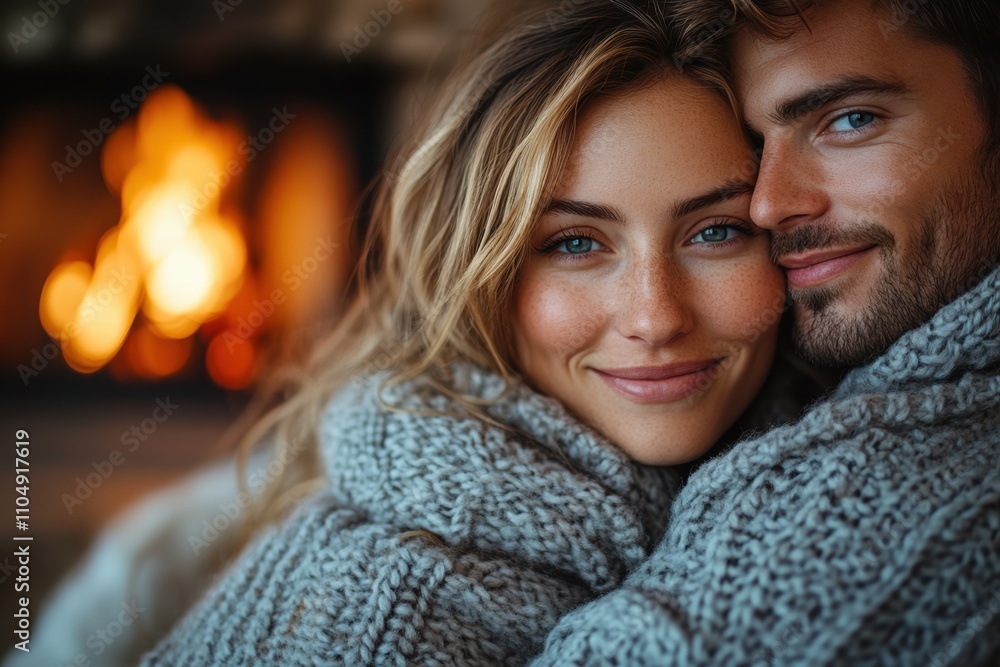 A couple enjoying a cozy Christmas evening by the fireplace , showcasing holiday warmth and togetherness. A couple enjoying a cozy Christmas evening by the fireplace , showcasing holiday warmth and togetherness.