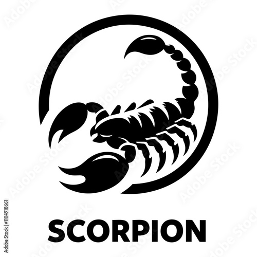 Scorpion logo icon shilhouette vector with a white backround