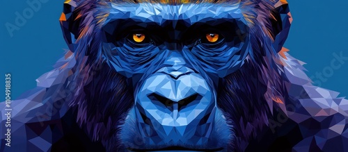 Low Poly Gorilla Portrait: A Stunning Blue Ape photo