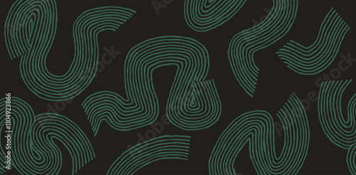 Hand drawn ink brush line, wood block abstract designs and shapes pattern, Japanese style crafted simple background for textile and carpet