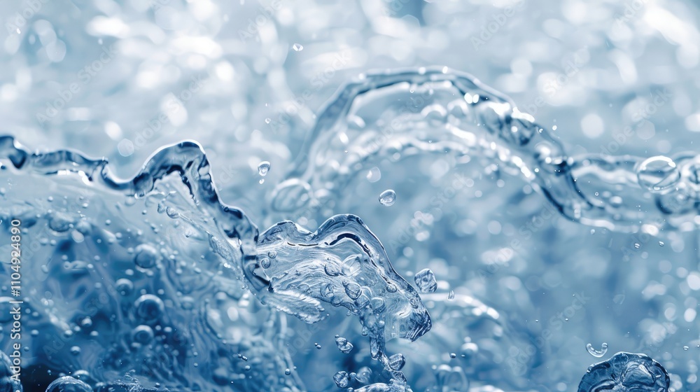 Close-up of splashing, bubbly water; blue hues and textures. Ideal for projects related to purity, freshness, or hydration. Close-up of splashing, bubbly water; blue hues and textures. Ideal for projects related to purity, freshness, or hydration.
