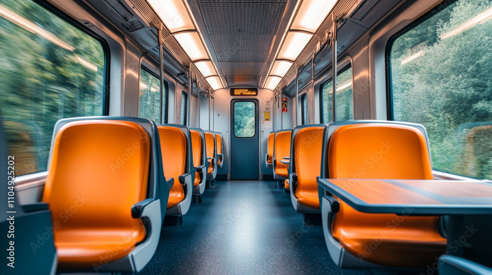 Inside train interior with window and chair vector. Passenger seat with table in railway transport cartoon illustration. Public express vehicle wagon indoor aisle and bag luggage journey concept. Inside train interior with window and chair vector. Passenger seat with table in railway transport cartoon illustration. Public express vehicle wagon indoor aisle and bag luggage journey concept.