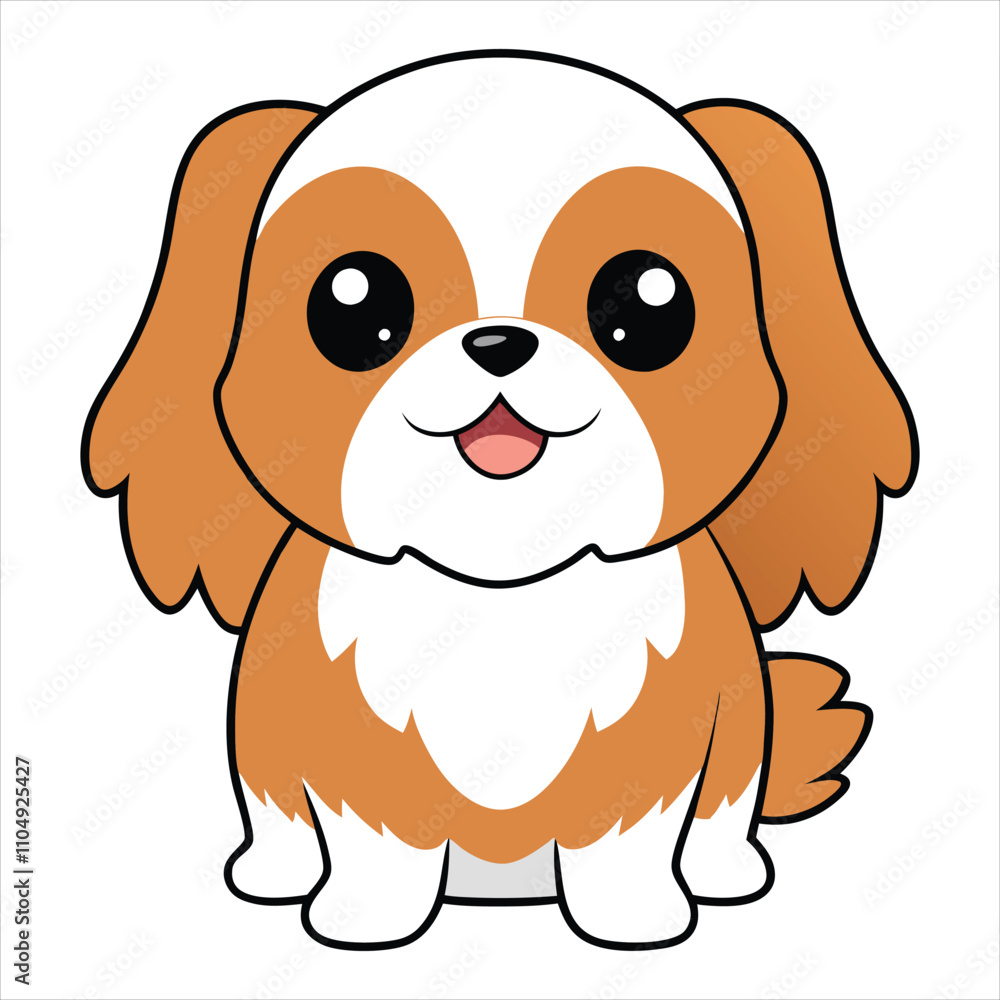 Cute Baby Cartoon Japanese Chin Dog Sitting Vector Illustration Cute Baby Cartoon Japanese Chin Dog Sitting Vector Illustration