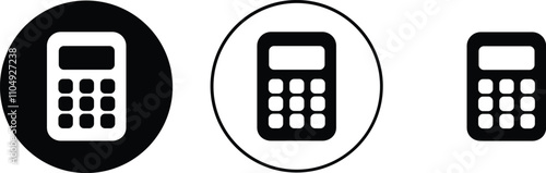 Calculator icon set. calculator icon indicating finance or mathematics .A simple icon representing a calculator with a symbolizing ecommerce pricing.Small calculator icon in filled.