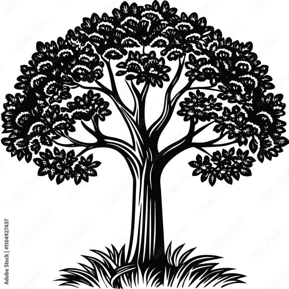 Obraz premium Tree vector silhouette, isolated white background