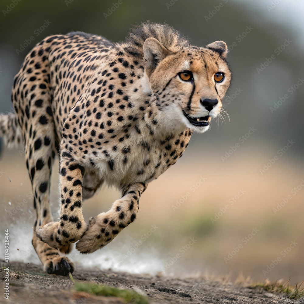 beautiful cheetah hunting for prey with a blurred beautiful cheetah hunting for prey with a blurred