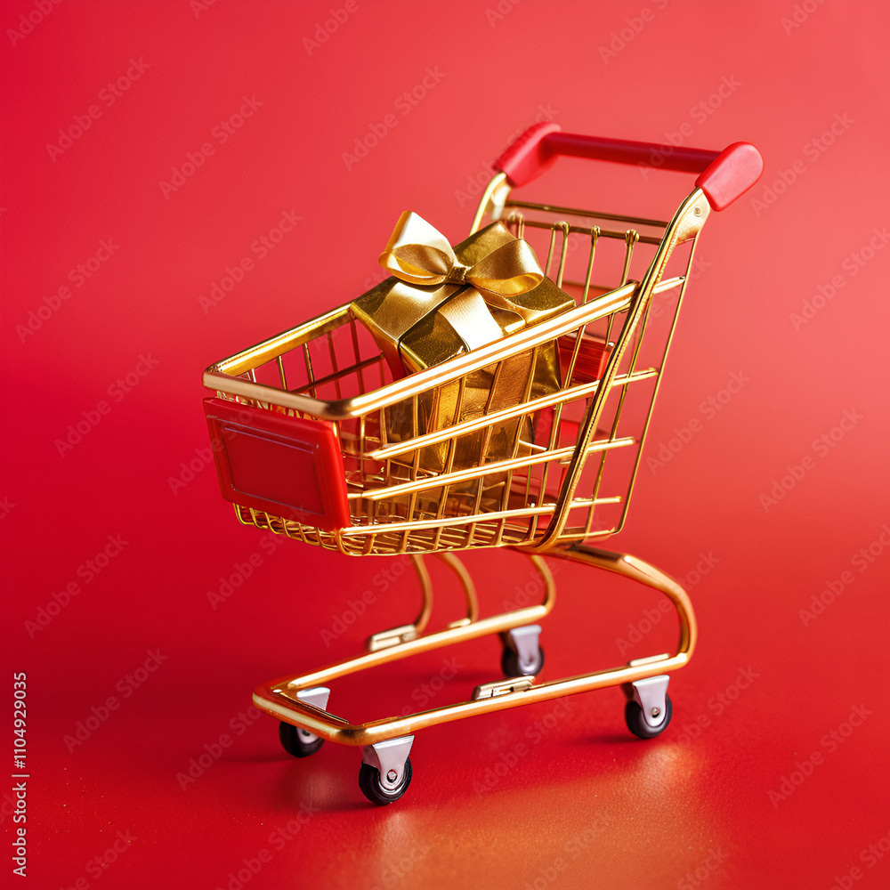 shopping cart with gift boxes shopping cart with gift boxes