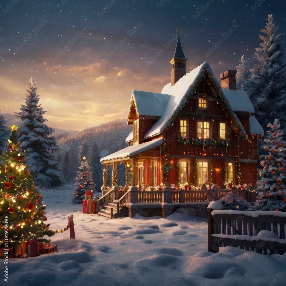Obraz premium Christmas tree in the night