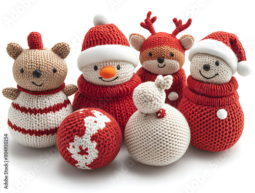 Christmas-themed toys for pets, like chew toys shaped like snowmen, reindeer, or candy canes, or interactive toys with holiday designs. photo