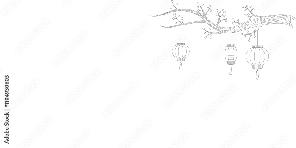 Vector design of lanterns hanging on tree branches, for Chinese New Year eps1 Vector design of lanterns hanging on tree branches, for Chinese New Year eps1