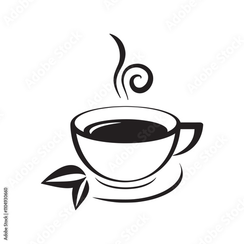 Coffee cup silhouette icon, teacup 