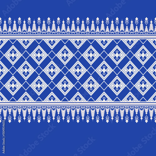 Traditional Ukrainian Cross-Stitch Embroidery Detailed Vector Illustration for Textile Print Design