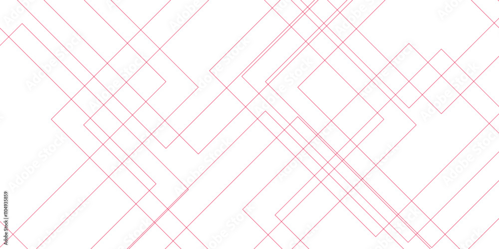 Naklejka premium Abstract background Red technology Geometric squares in bright light. White and Red vector blueprint background with modern design. Vector futuristic digital landscape with lines