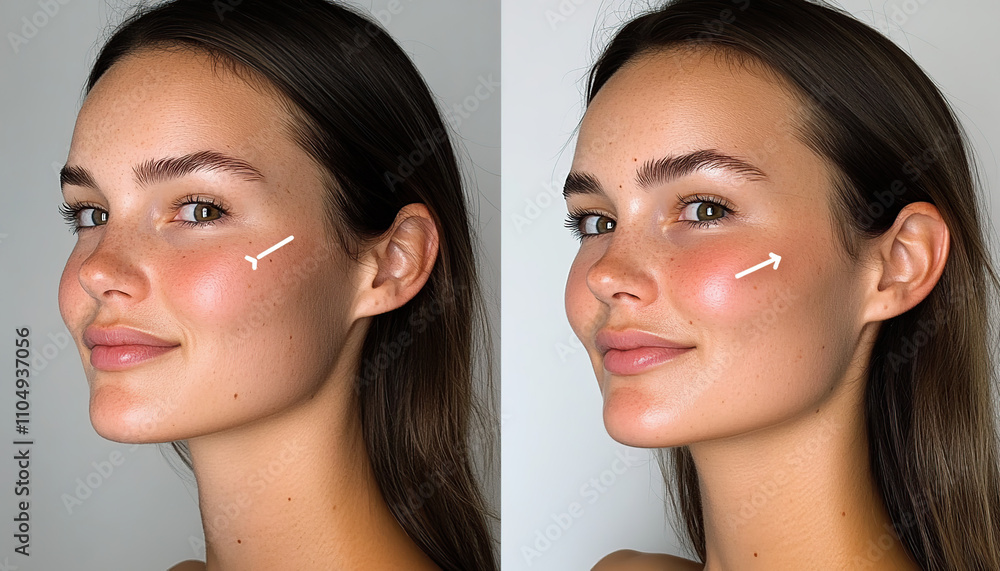 Comparison of face before and after cosmetic treatment Comparison of face before and after cosmetic treatment