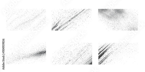 Set of different distressed black grain texture. Grunge overlays vector. Overlay texture set. 