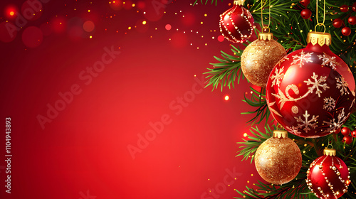 merry Christmas banner with red background.