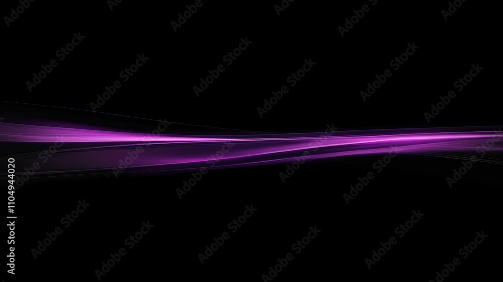 Elegant and minimalist purple light flare crossing black background horizontally, sleek and modern design Elegant and minimalist purple light flare crossing black background horizontally, sleek and modern design
