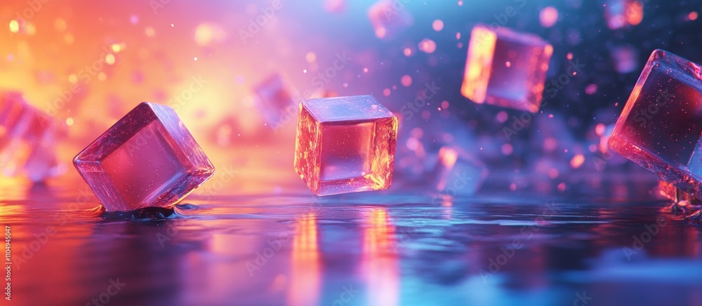 Glowing Glass Cubes in a Futuristic Setting. Glowing Glass Cubes in a Futuristic Setting.