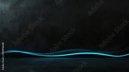 Elegant light blue streak glowing horizontally on black background, embodying modern minimalist design