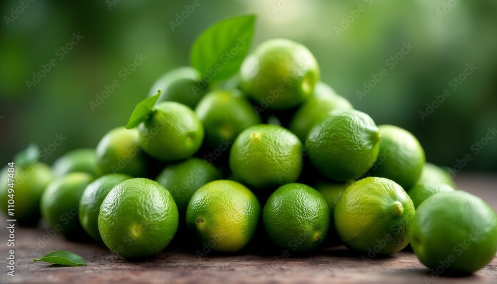 Bunches of green limes on table Bunches of green limes on table