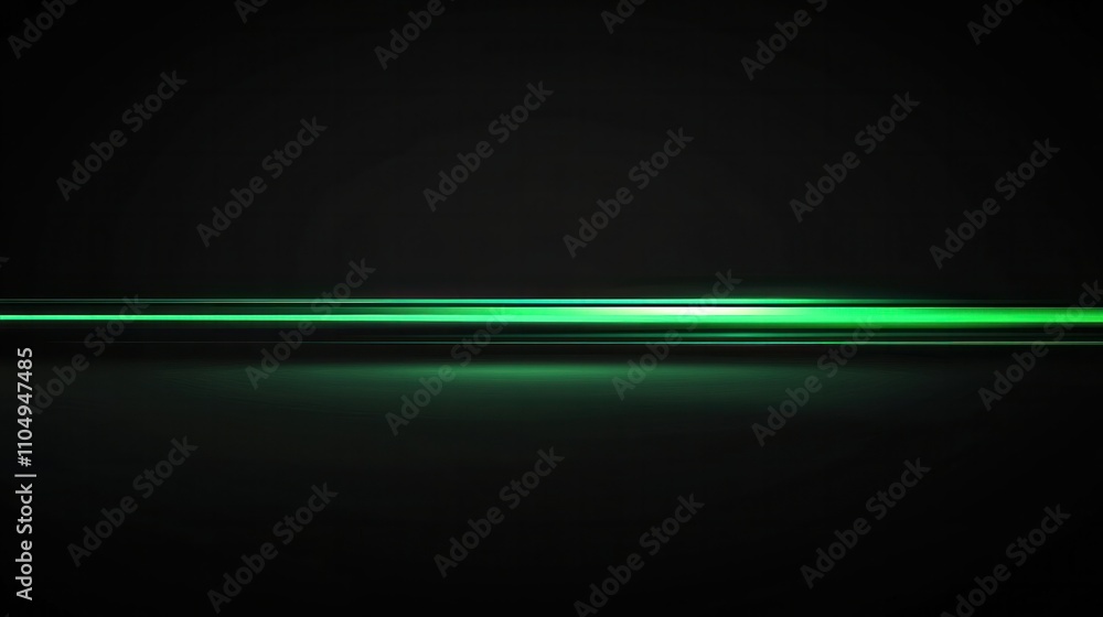 Green light flare crossing horizontally on black, minimalist modern appeal with a clean and elegant design Green light flare crossing horizontally on black, minimalist modern appeal with a clean and elegant design