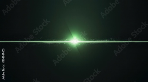 Horizontal green flare glowing subtly on black background, minimalist modern elegance in a clean design