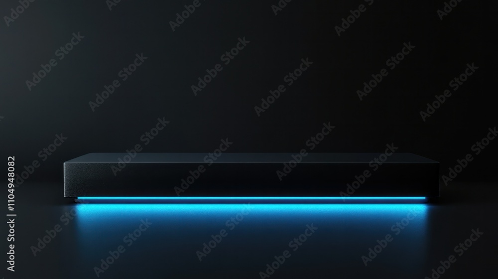 Horizontal light blue beam glowing subtly on black, minimalist design embodying sleek modern elegance Horizontal light blue beam glowing subtly on black, minimalist design embodying sleek modern elegance
