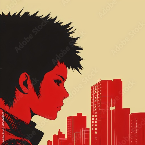 An illustration of a Japanese punk girl