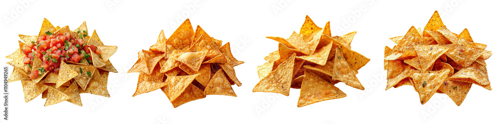 Fototapeta premium Nachos isolated on a white background. collection set png.